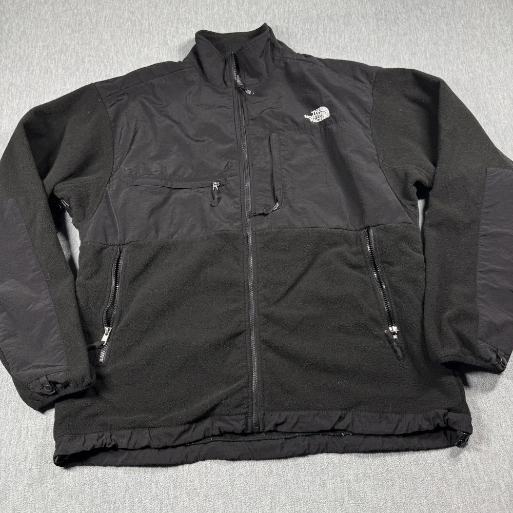 The North Face Fleece Jacket Mens XL Black Denali Full Zip Nylon Overlay Outdoor